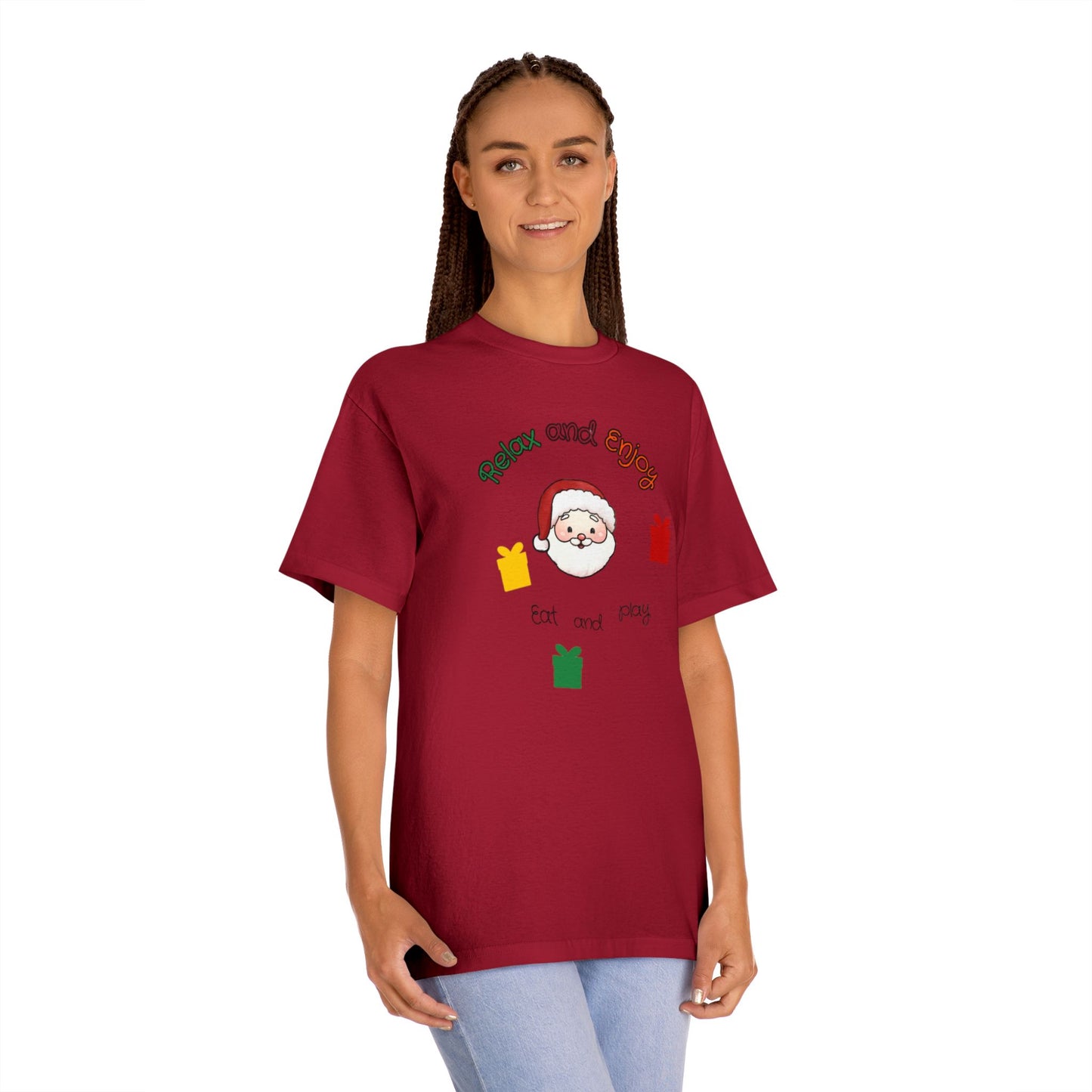 Relax and Enjoy Santa T-Shirt — Eat and Be Merry Christmas Tee