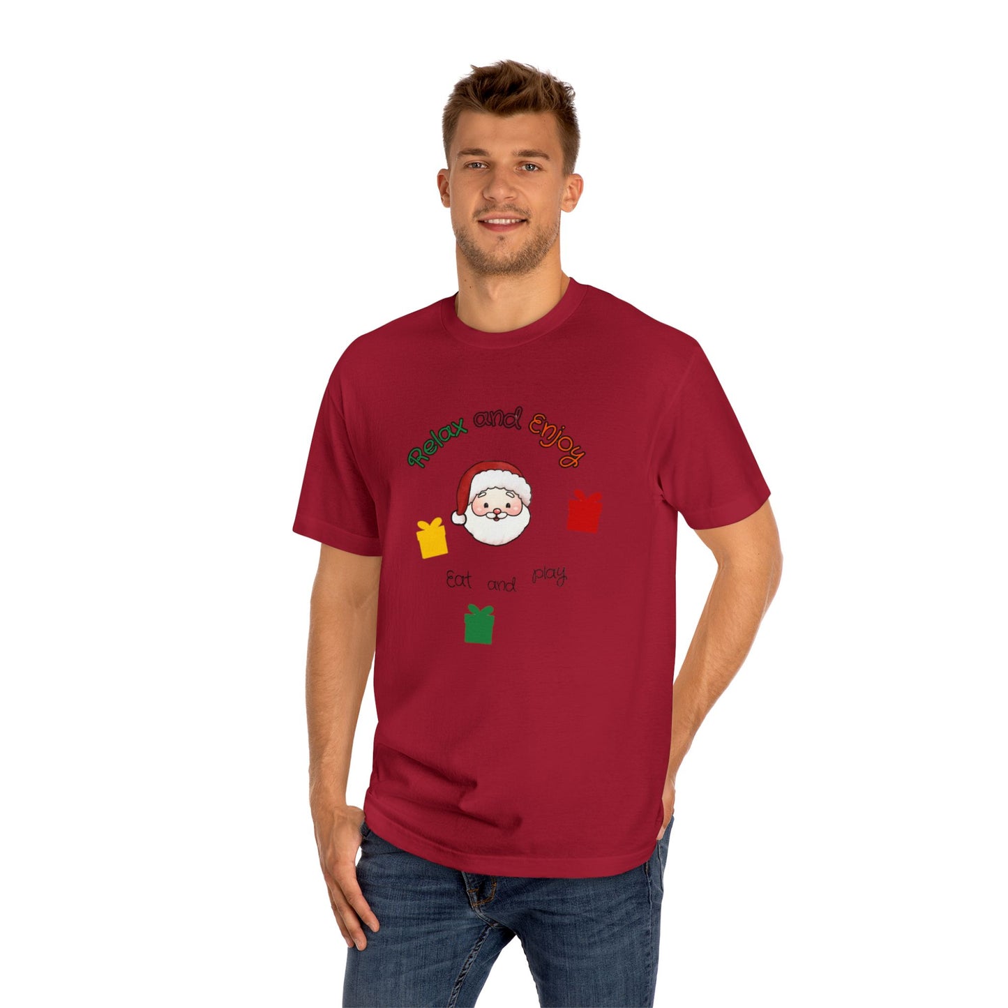 Relax and Enjoy Santa T-Shirt — Eat and Be Merry Christmas Tee