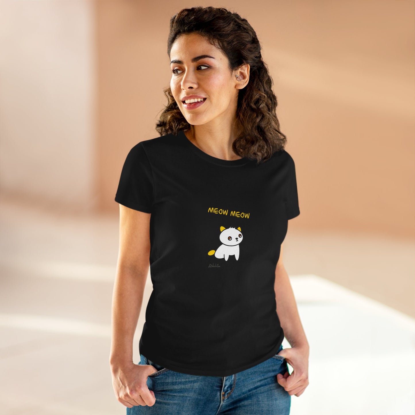 Cute Cat Graphic Women's Tee, Animal Lover Gift, Casual Top, Cat Mom Shirt, Perfect for Everyday Wear