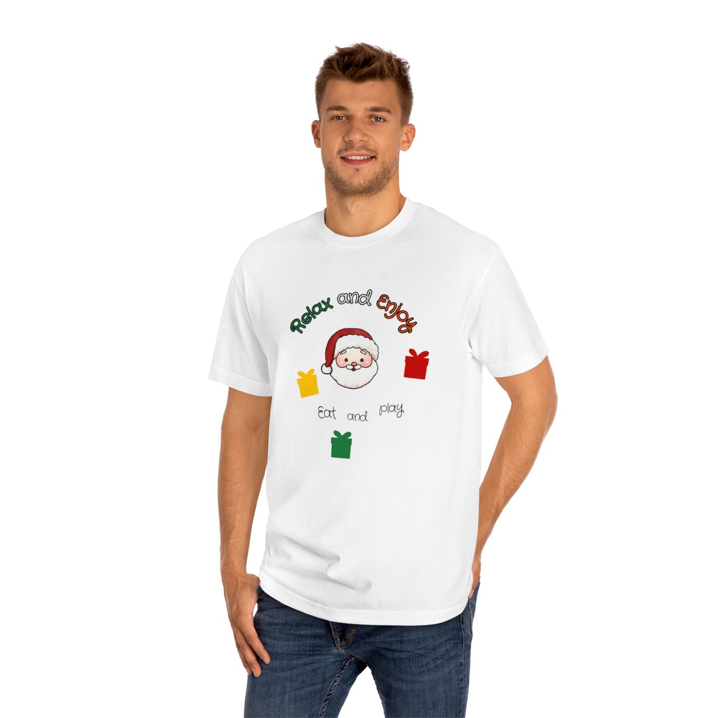 Relax and Enjoy Santa T-Shirt — Eat and Be Merry Christmas Tee