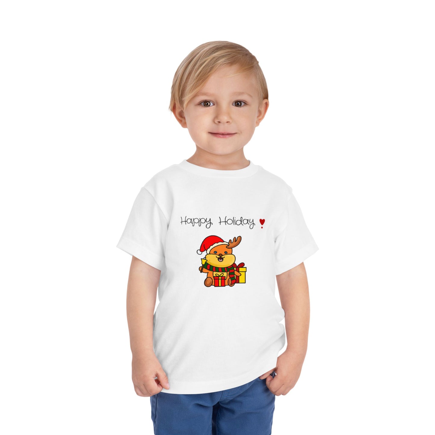 Happy Holiday Reindeer Toddler Tee — Cute Christmas Kids Shirt