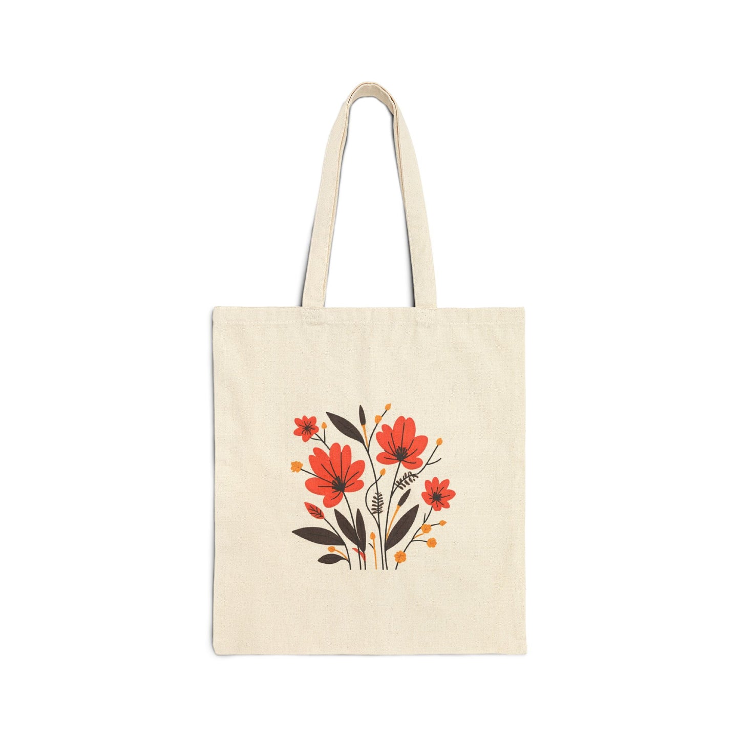 Floral & Fruit Print Cotton Canvas Tote Bag | Eco-Friendly Shopper, Beach Bag, Gift for Her, Shopping, Reusable Tote