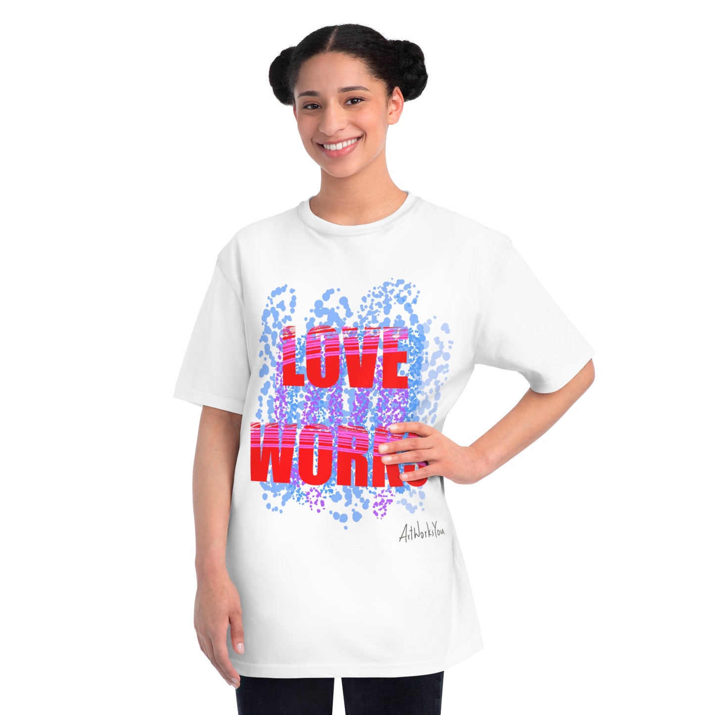 Love Works Organic Unisex T-Shirt, Casual Tee, Gift for Friends, Inspirational Apparel, Birthday Gift, Everyday Wear