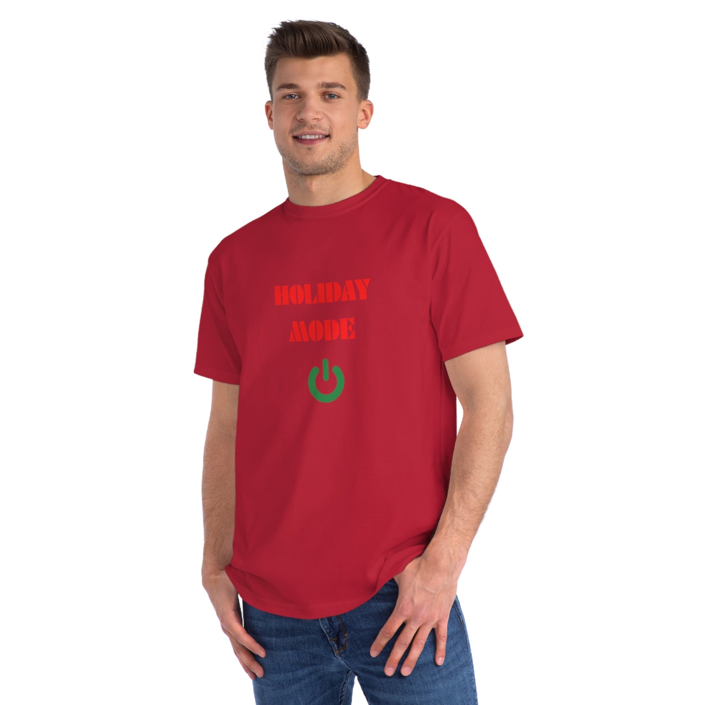 Holiday Mode T-Shirt — Festive Power Button Graphic