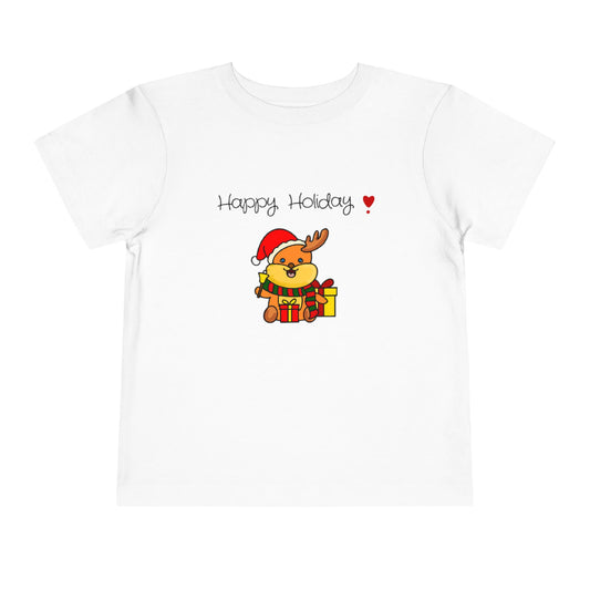 Happy Holiday Reindeer Toddler Tee — Cute Christmas Kids Shirt
