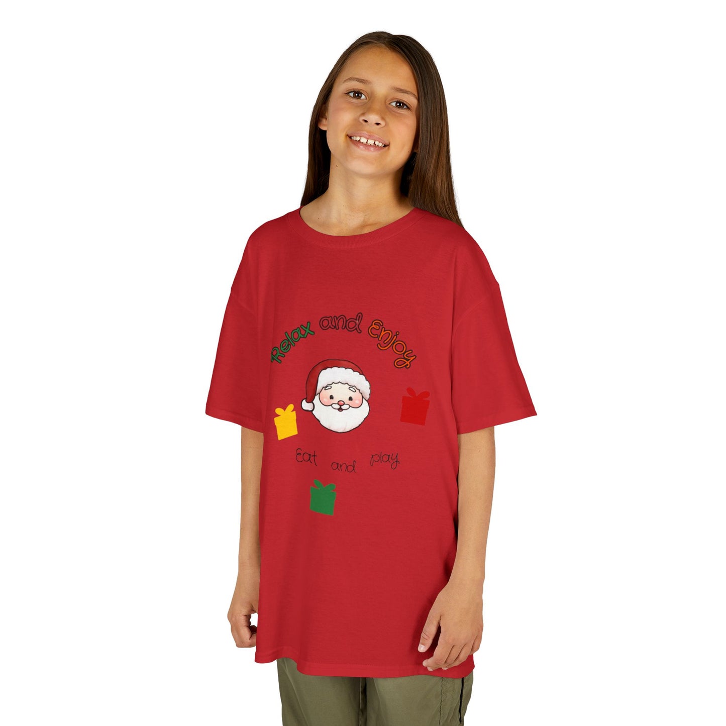 Kids Christmas Tee — 'Relax and Enjoy' Santa Gifts Holiday Shirt