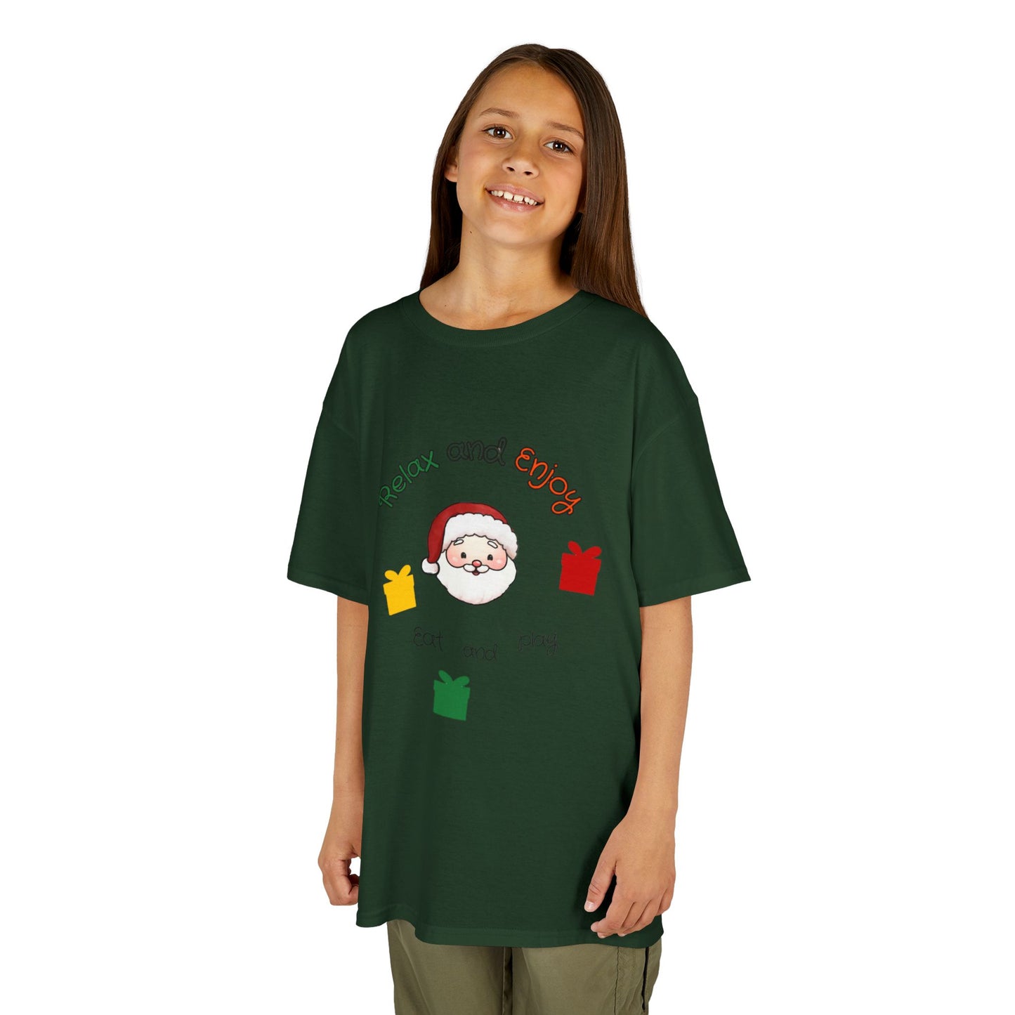 Kids Christmas Tee — 'Relax and Enjoy' Santa Gifts Holiday Shirt