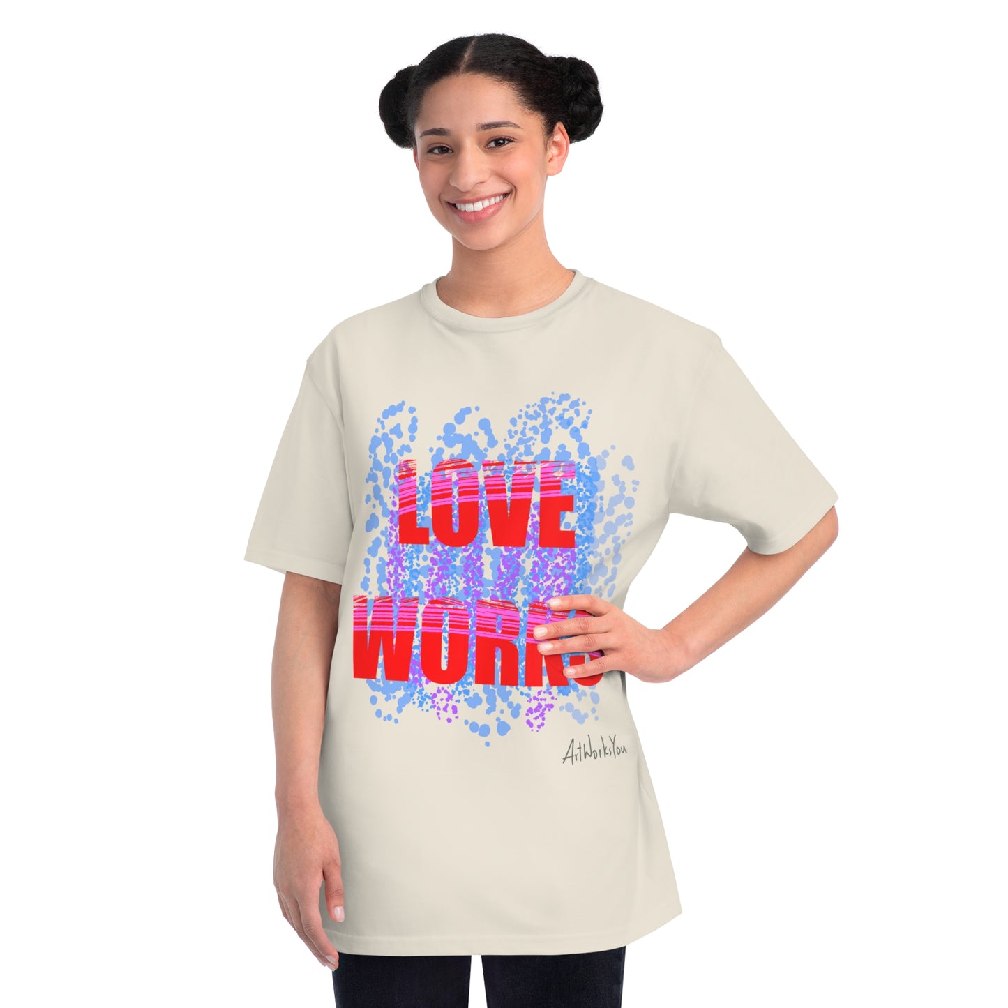 Love Works Organic Unisex T-Shirt, Casual Tee, Gift for Friends, Inspirational Apparel, Birthday Gift, Everyday Wear