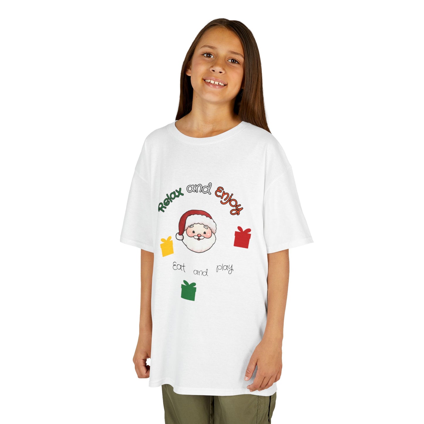 Kids Christmas Tee — 'Relax and Enjoy' Santa Gifts Holiday Shirt