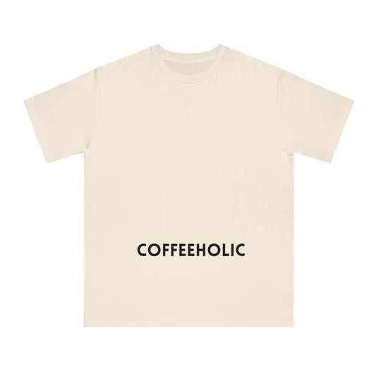 Coffeeholic Organic Unisex T-Shirt, Eco-Friendly Tee for Coffee Lovers, Gift for Baristas, Casual Wear, Birthday & Holiday